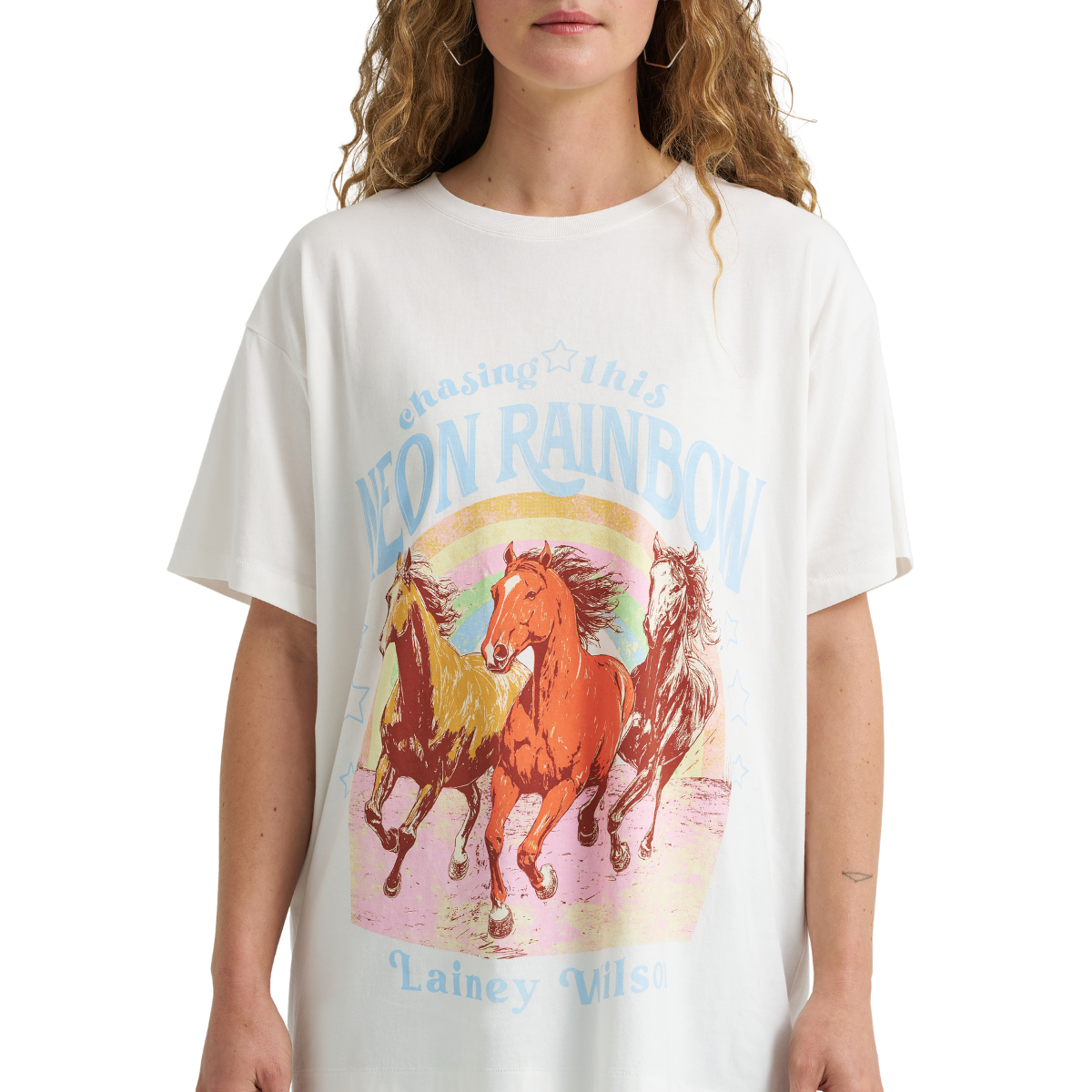 Wrangler x Lainey Wilson Womens Neon Rainbow S/S Tee (112382813) White
