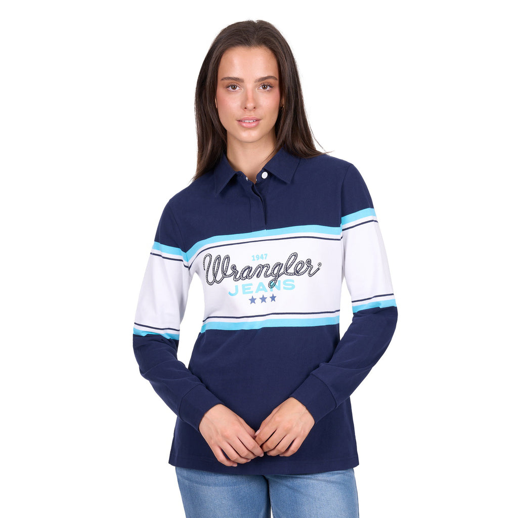 Wrangler Womens Piper Rugby (X6W2577546) Navy/Light Blue