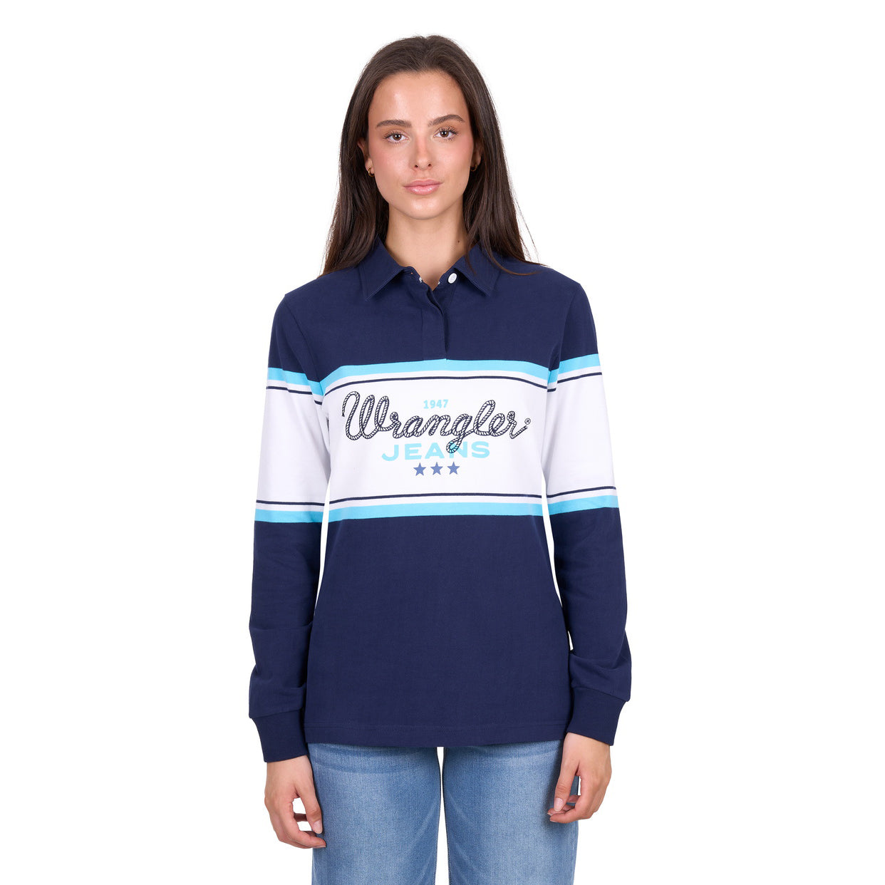 Wrangler Womens Piper Rugby (X6W2577546) Navy/Light Blue