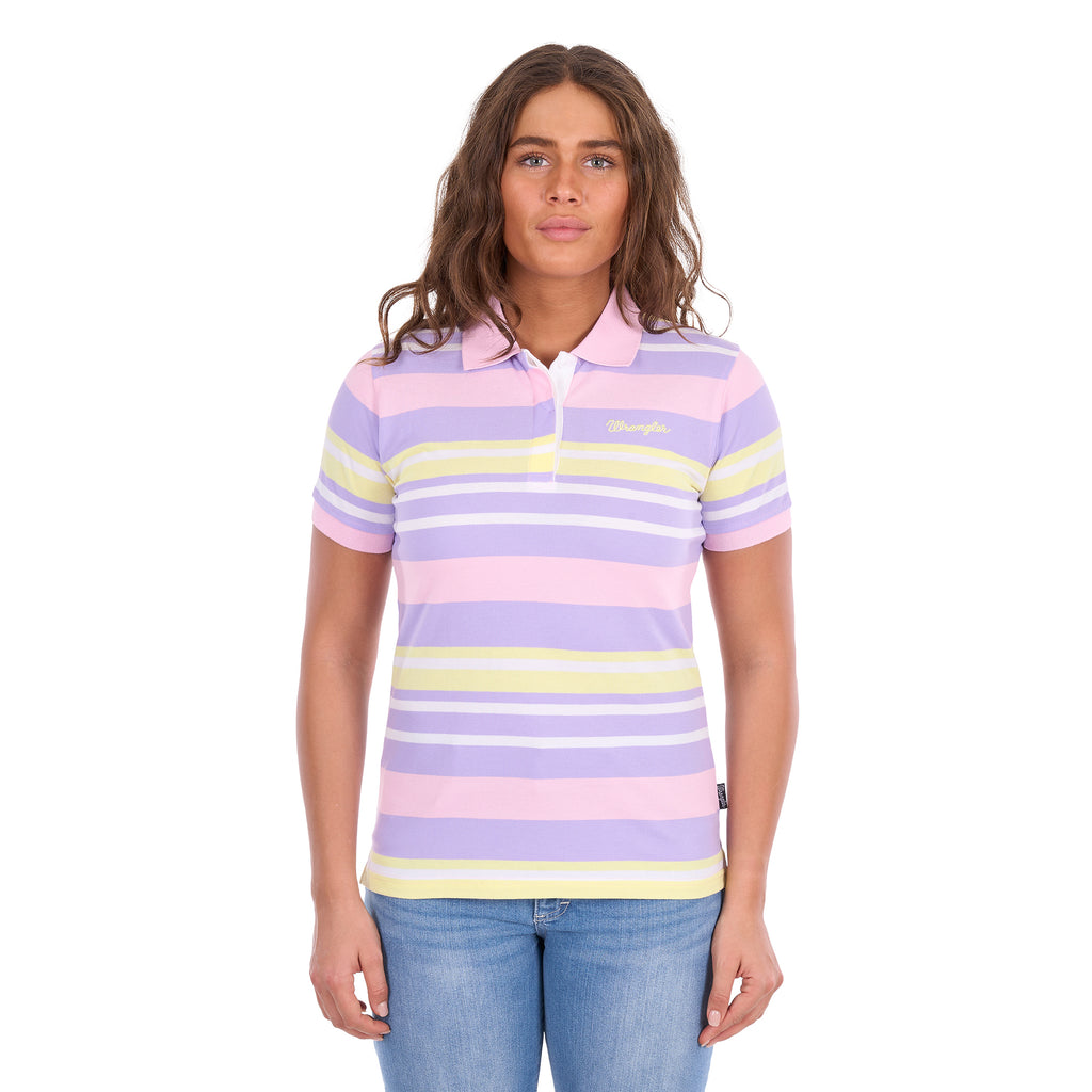 Wrangler Womens Quinn S/S Polo  (X6S2514626) Lavender/Yellow