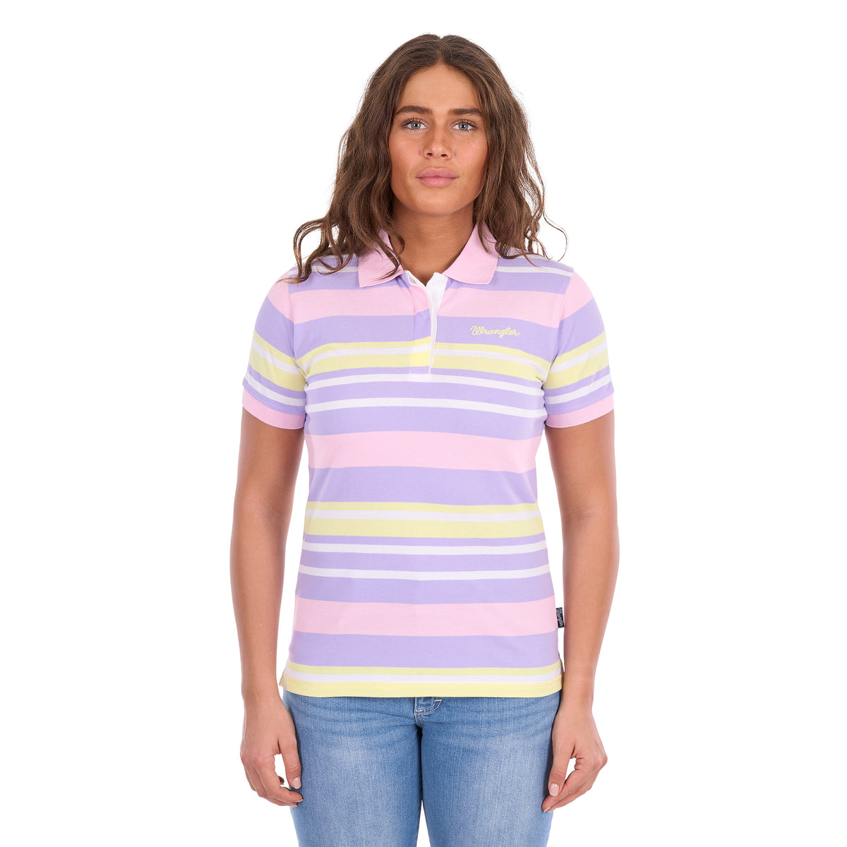 Wrangler Womens Quinn S/S Polo  (X6S2514626) Lavender/Yellow