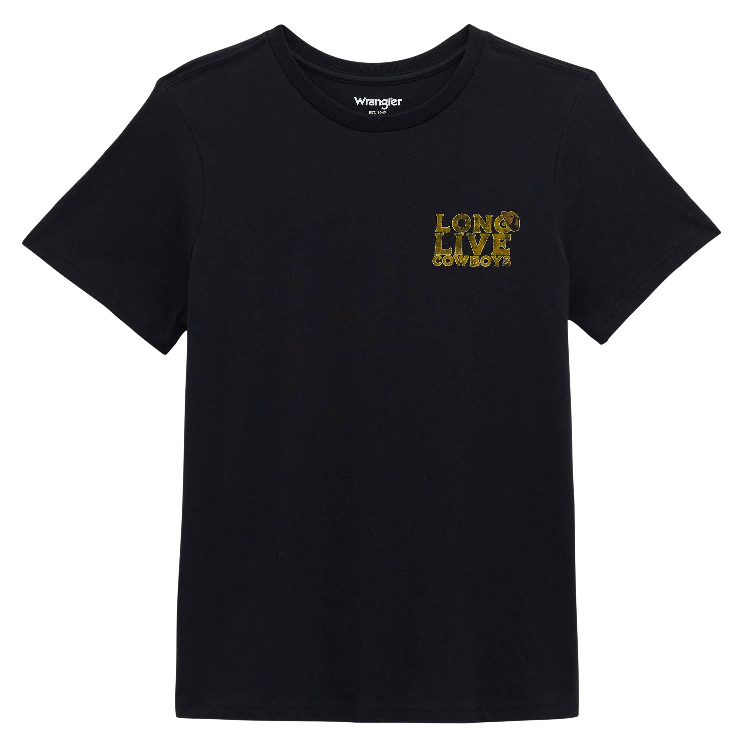 Wrangler Womens Regular Fit S/S Tee (112379661) Black Beauty Front Flat Lay