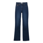 Flat lay of a pair of Kayla blue Wrangler Women's Rodeo Bootcut Jeans (112367606) on a white studio background.