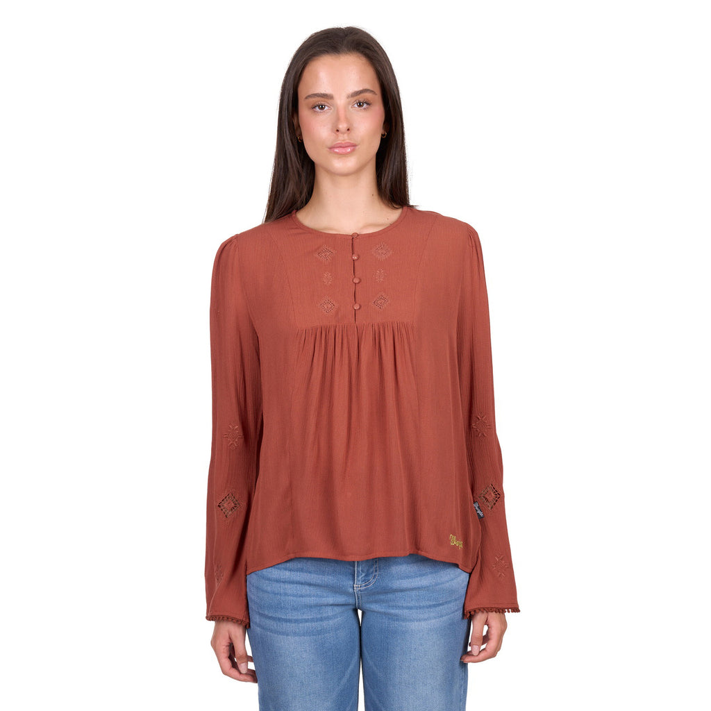 Wrangler Womens Roxana L/S Blouse (X6W2541555) Copper