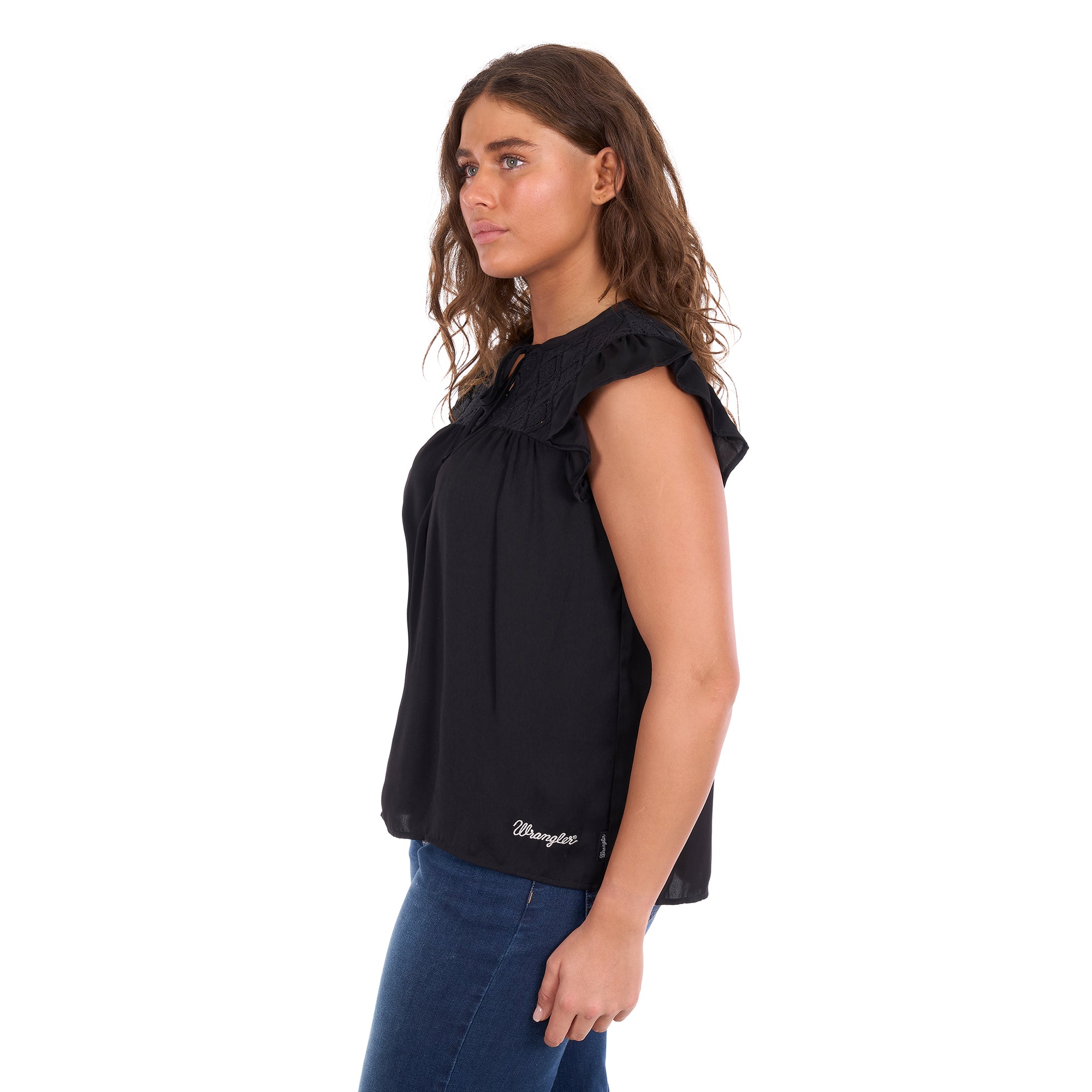 Wrangler Womens Stella Sleeveless Blouse  (X6S2503616) Black