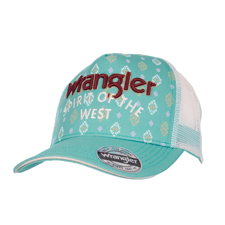 Wrangler Womens Stevie High Profile Ponytail Trucker Cap (X6W2937CAP) Aqua OSFM