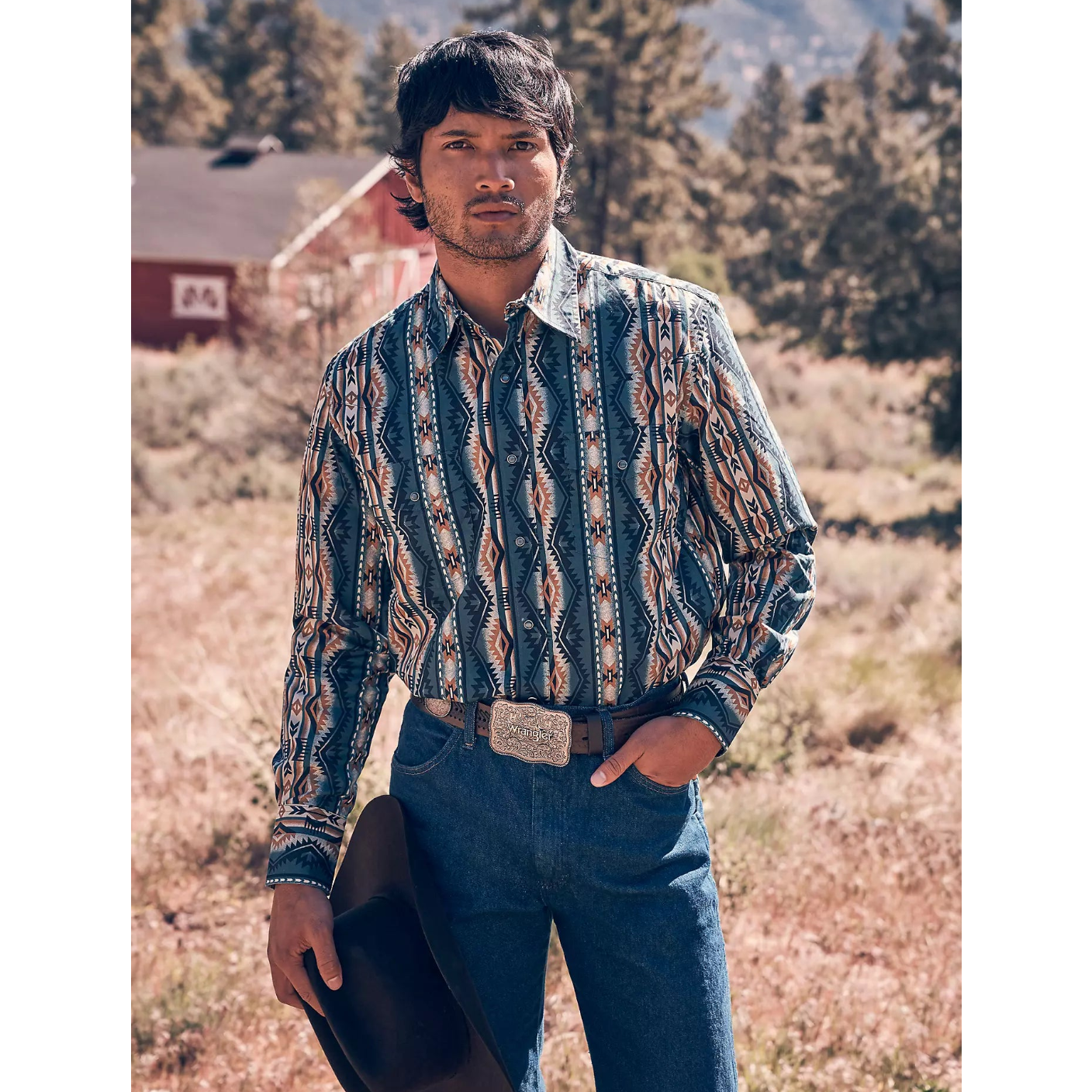 Wrangler Mens Checotah Classic Fit L/S Western Shirt (112384297) High Desert