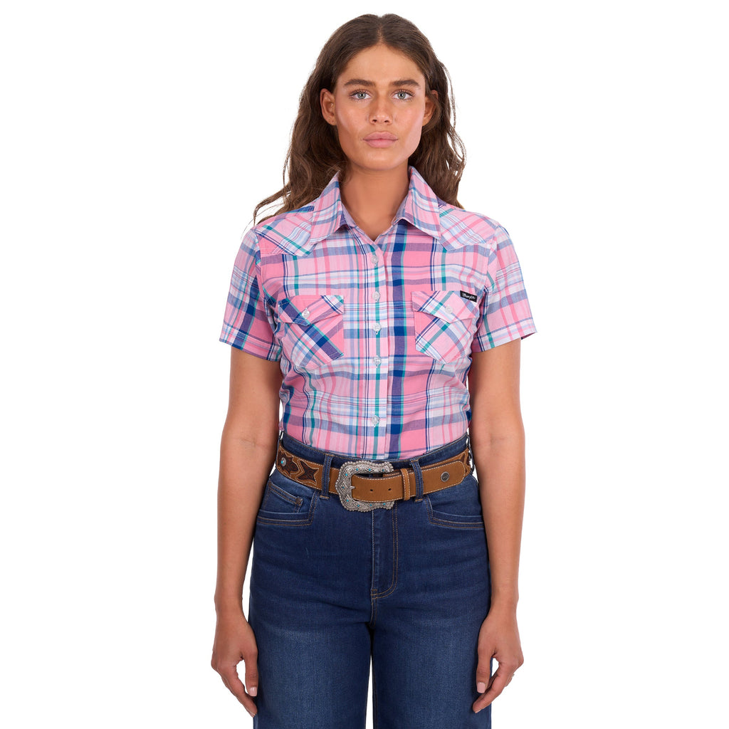 Wrangler Womens Kiara S/S Shirt (X6S2102603) Blue/Pink