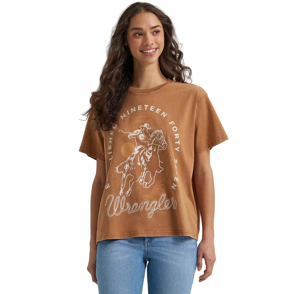 Wrangler Womens Rider Girlfriend Fit S/S Tee (112379649) Argan Oil