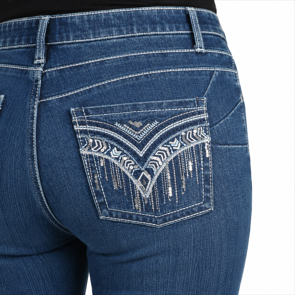 Wrangler Womens Windsong Q-Baby Booty Up Jeans (XCP2250899) Marine Blue