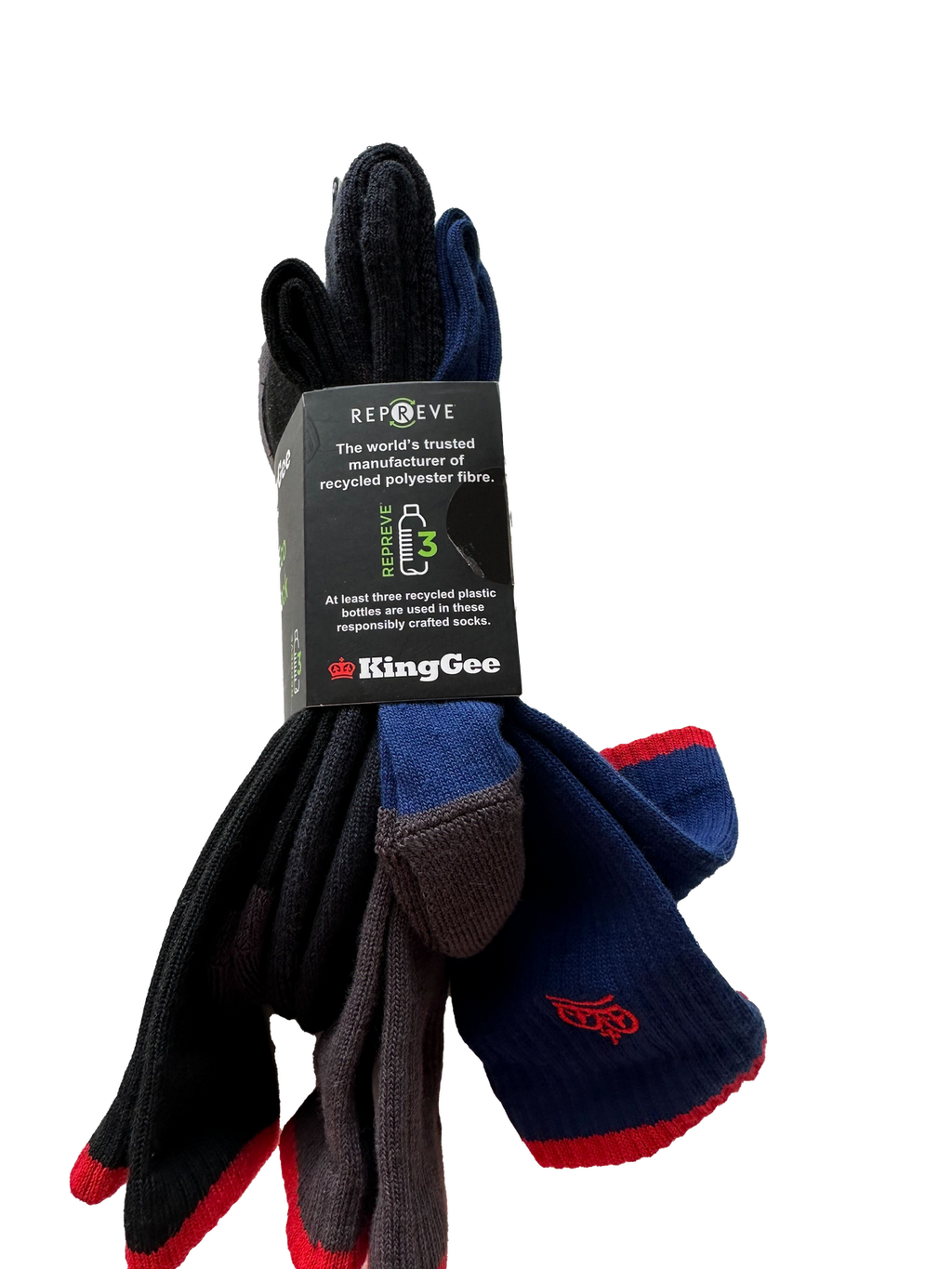 KingGee Mens Eco Crew Socks, 3 pack (K09008) Multi 7-12 [GD]