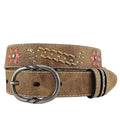 Roper Girls Embroidered Flowers and Lacing Tan Leather Belt (9716300) Tan